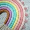 Large Macramé Rainbow Wall Hanging – Handmade Pom-Pom Garland, Boho Rainbow Décor for Kids’ Room, Girls’ Bedroom, Baby Shower, or Nursery